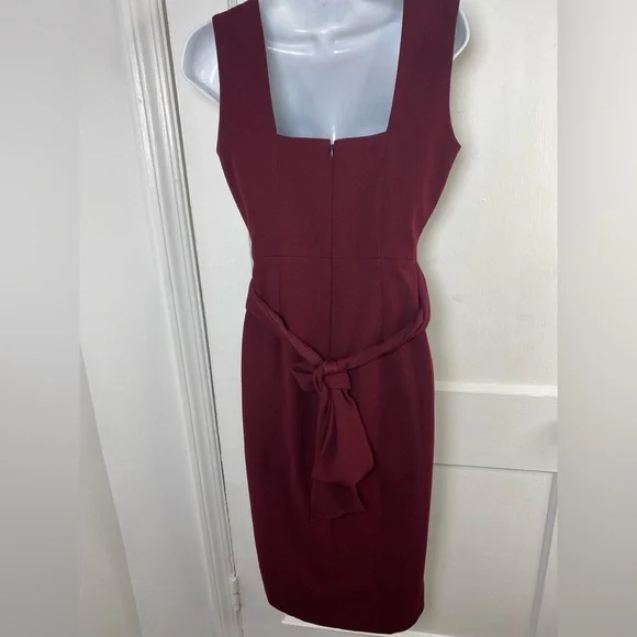 Dress the Population M Alessia Deep Red Burgundy Tie Waist Backless Dress - Picture 4 of 8